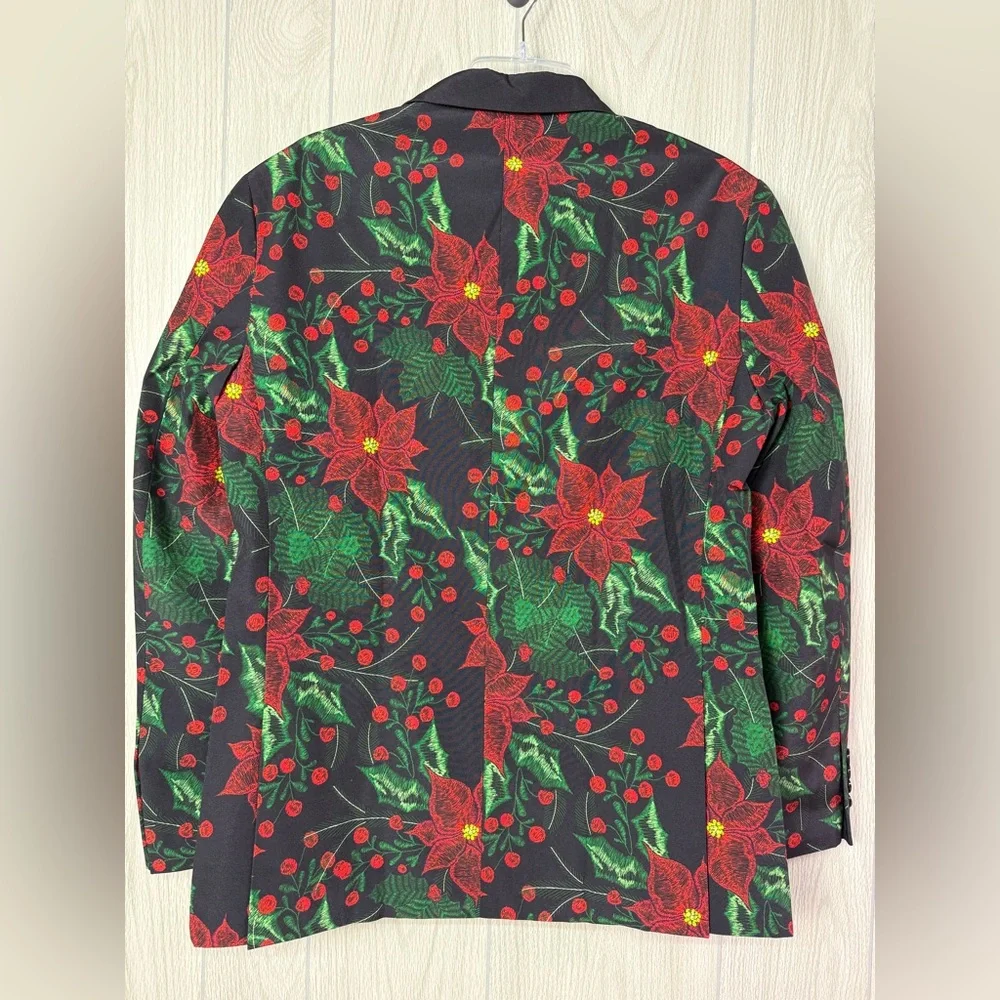 Shinesty Poinsettia Ugly Christmas Suit Blazer‎